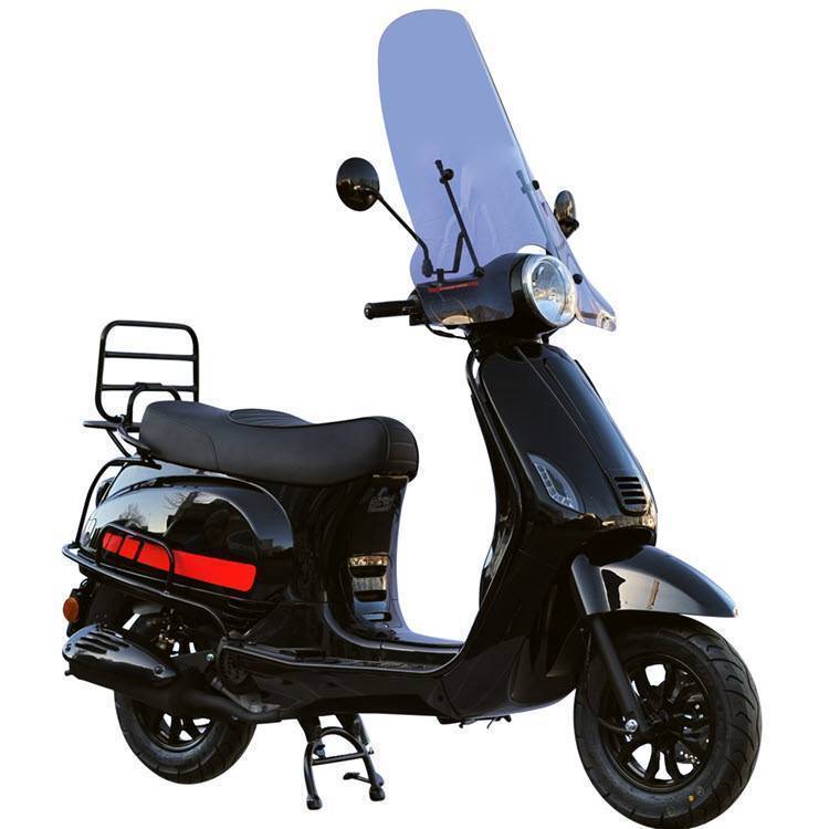 Riva Fast Luxury Glans Zwart Led Edition 25km Per Uur Benzine Scooters