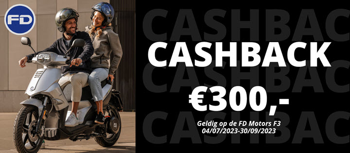 CASHBACK Actie: €300 Korting op FD-Motors F3 e-scooter